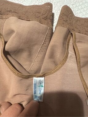 Lace-Trim High-Waist Shaping Shorts in Tan by